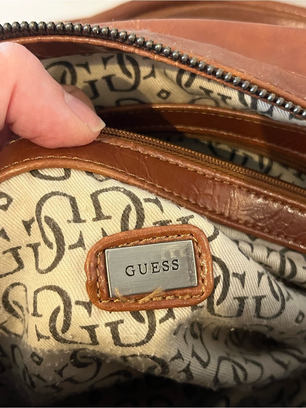 Vintage Y2K GUESS Brown Embroidered Studded Shoulder Satchel Bag - Picture 13 of 16